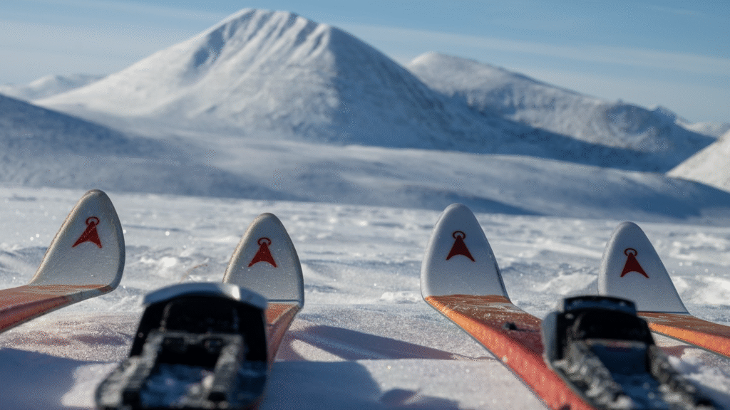 Fjellski i snøkledd fjellheim